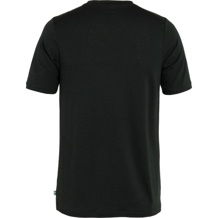 Pánské tričko Fjällräven Abisko Wool Logo SS M - Farba: Čierna, Veľkosť: M