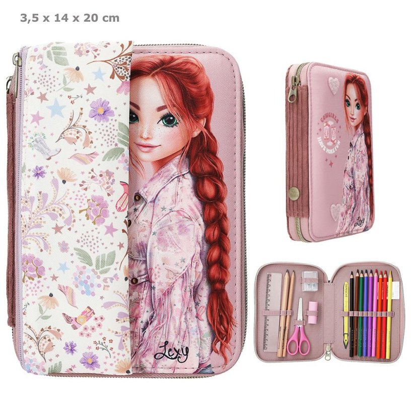 Pencil case with accessories and Velcro pouch Top Model CowGirl