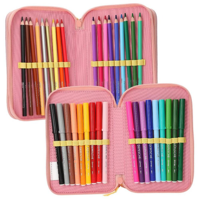 Three-tier pencil case with Top Model Juicy, Talita & Louise accessories