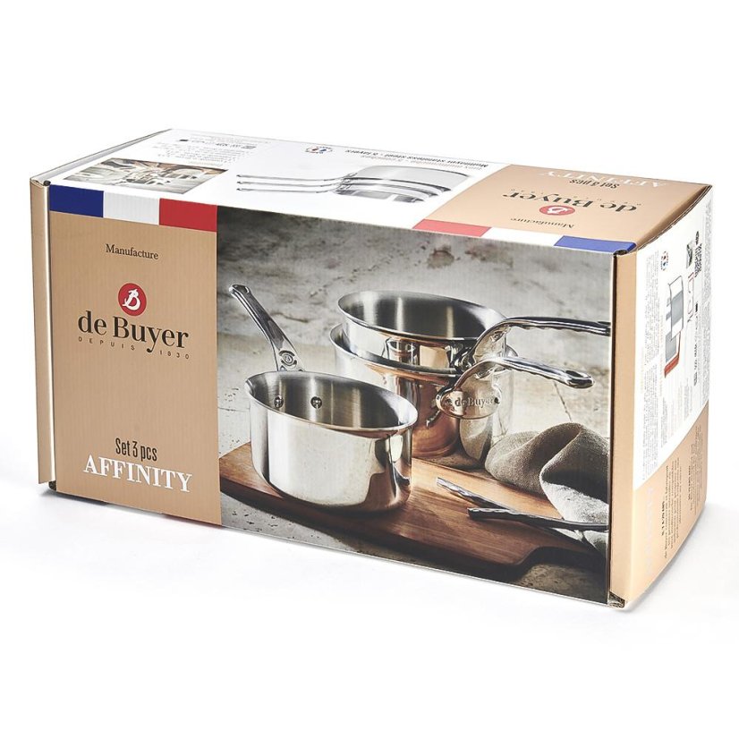 Set of 3 de Buyer Affinity 3706.01 stainless steel pots