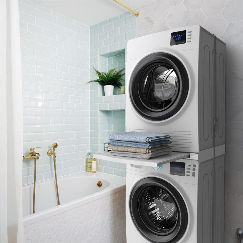 Universal spacer between washing machine and dryer with pull-out shelf Meliconi Torre Dry 656133 white
