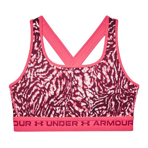 Dámská podprsenka Under Armour Crossback Mid Print - Barva: Růžová, Velikost: L