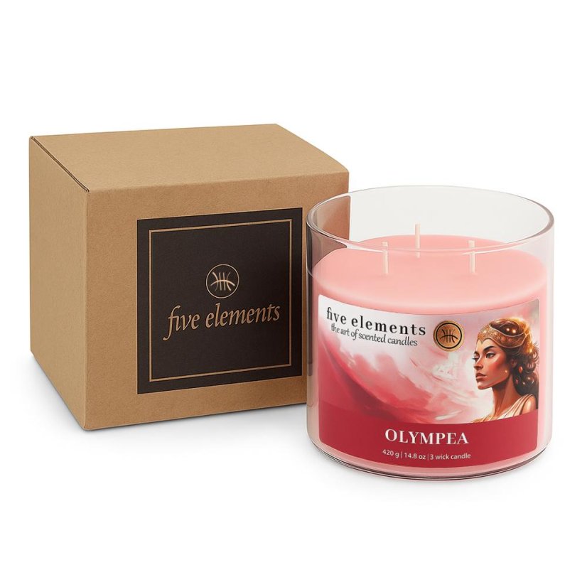 Świeca zapachowa Five Elements Olympea, 420 g, 3 knoty