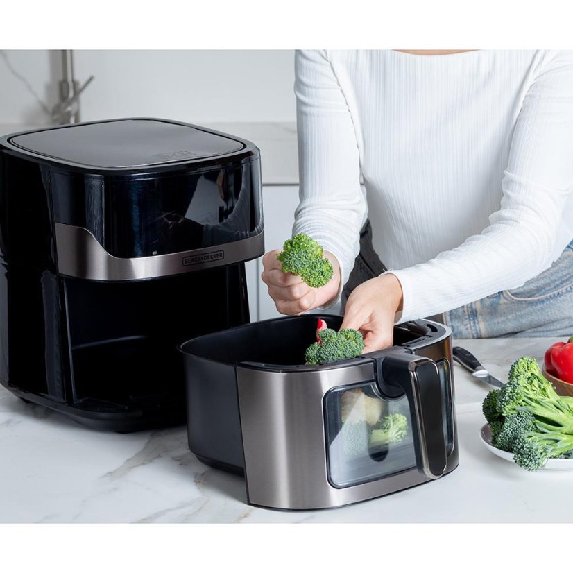 Heißluftfritteuse Black+Decker BXAF6500E schwarz-silber