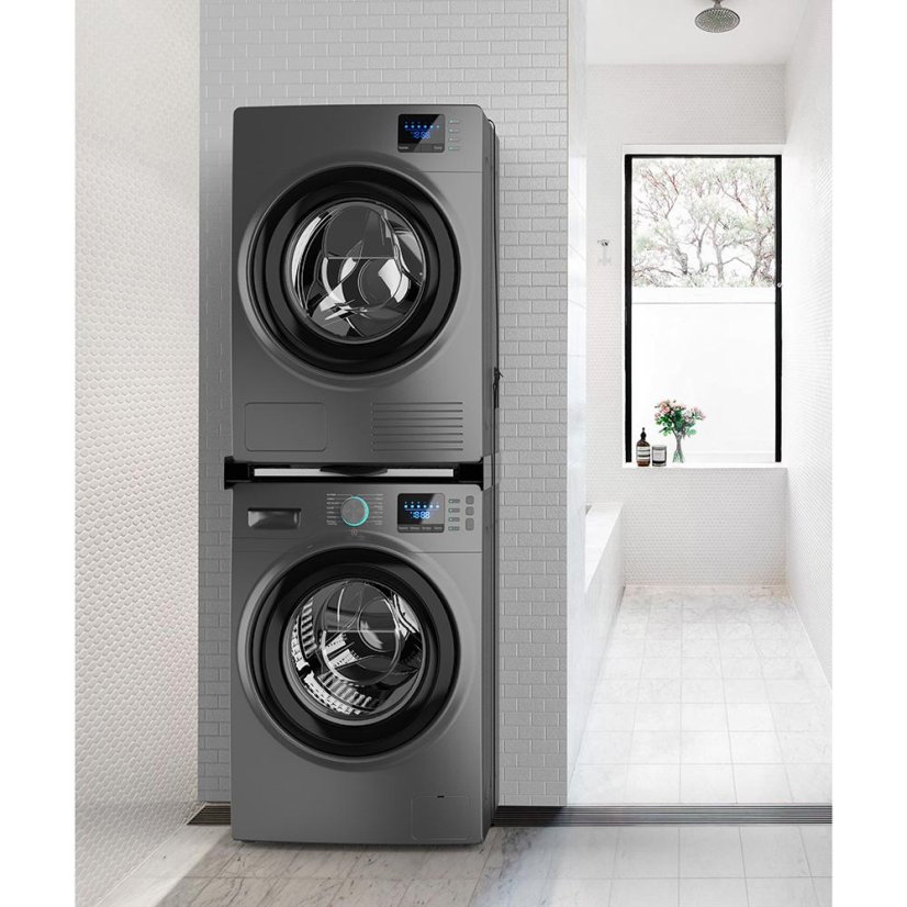 Universal adapter between the handle and the dryer with a wooden shelf Meliconi Torre DARK 656128 black