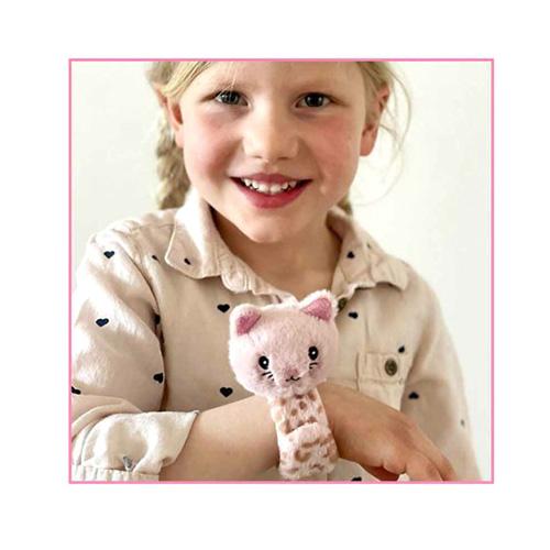 Princess Mimi Cat Pink Brown plush bracelet