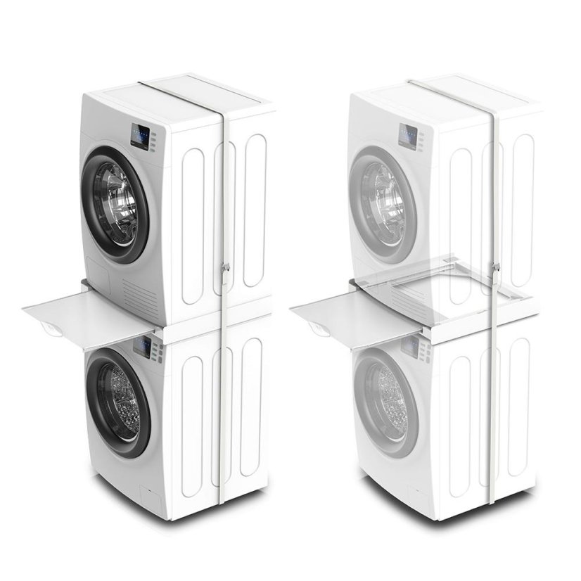 Universal spacer between washing machine and dryer with wooden shelf Meliconi Torre Green+, 656129 white