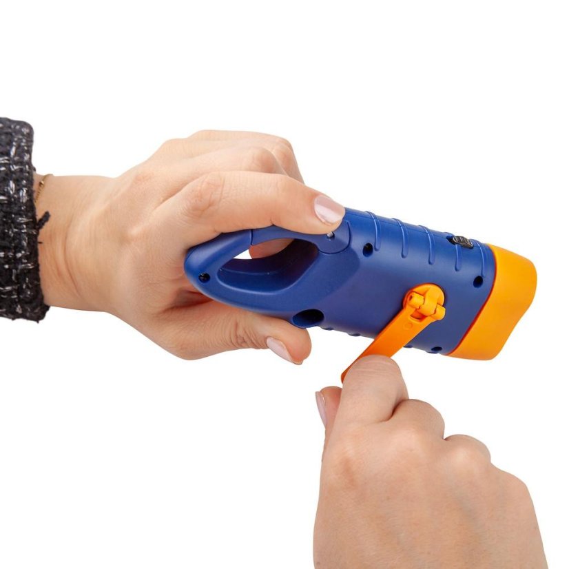 Adventure World LED Flashlight with Solar Panel, Blue-Orange