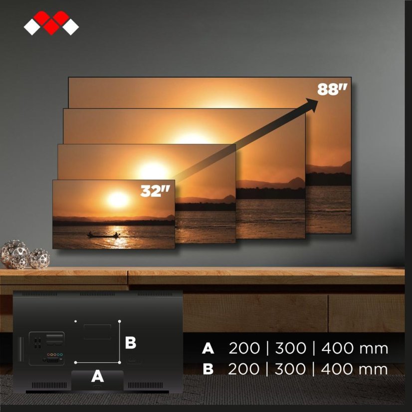 Feste TV-Halterung (Wand/Trockenbau)  Meliconi 480876 Extra 400F CG schwarz