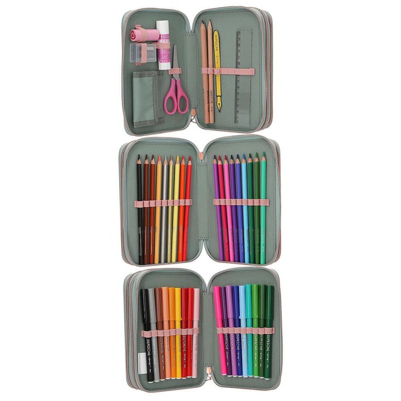 Three-tier pencil case with Miss Melody Romantic Fields accessories