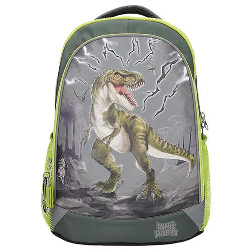 Dino World T-Rex háromrekeszes iskolatáska villámokkal