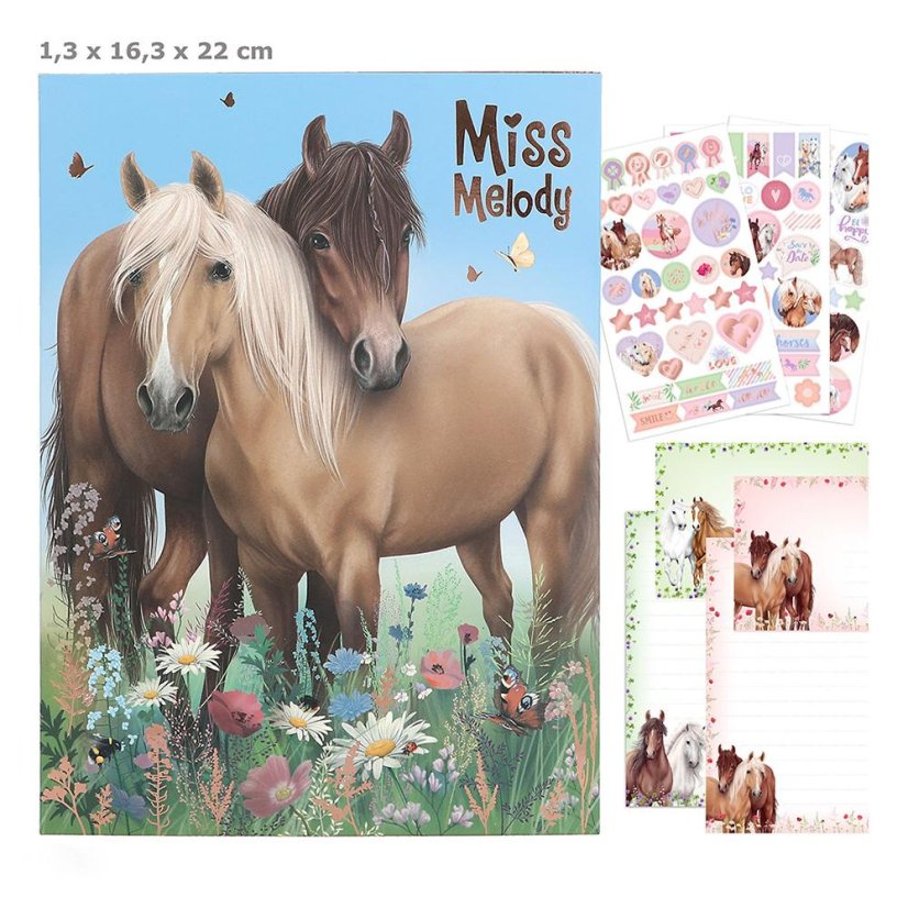 Zestaw listowy Miss Melody, dwa koniki na łące