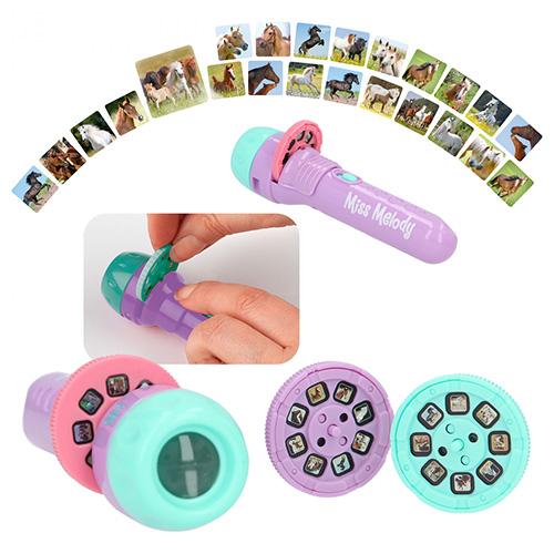 Miss Melody projector, 24 pictures, 3 reels, purple