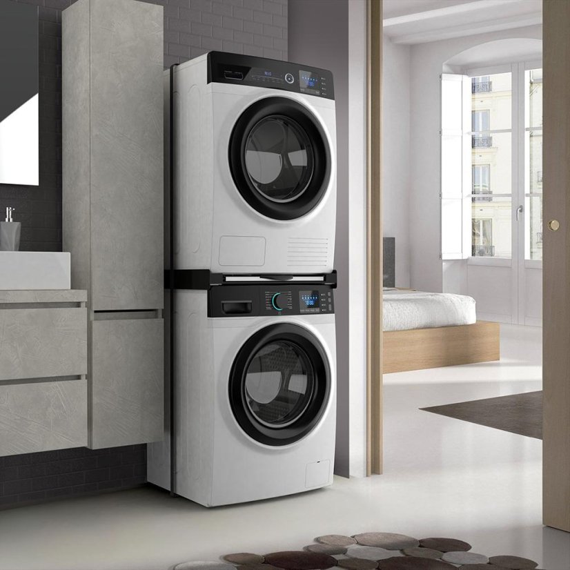 Universal adapter between the handle and the dryer with a wooden shelf Meliconi Torre DARK 656128 black