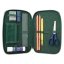 Three-tier pencil case with Dino World T-Rex accessories and chain