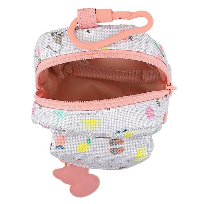 Anhänger Mini-Rucksack mit Karabinerhaken Top Model, Affe-Verzierung, orangefarbener Reißverschluss