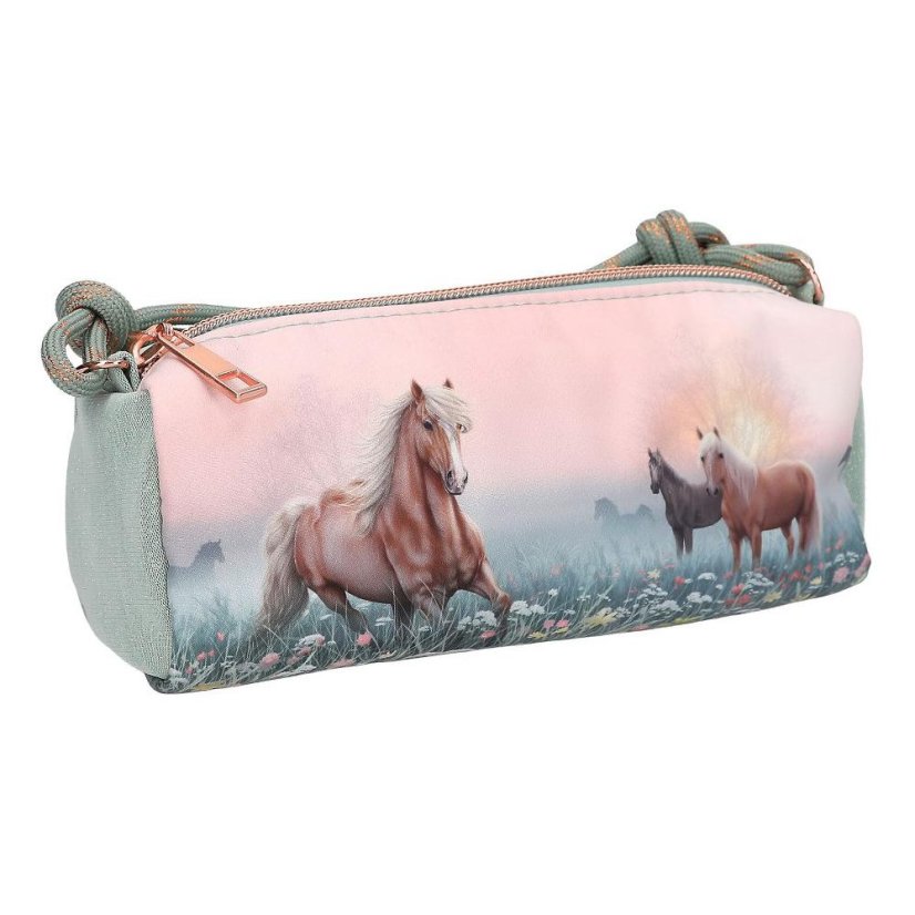 School pencil case tube with loop Miss Melody Romantic Fields