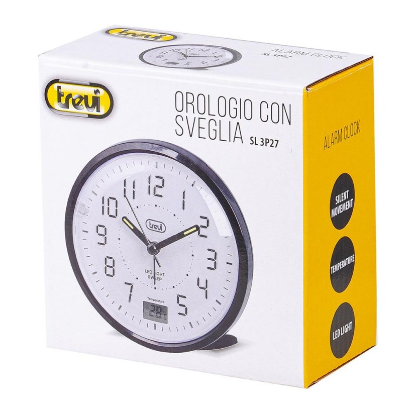 Analogový budík s ukazatelem teploty Trevi SL 3P27 BK černý