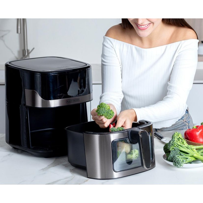 Heißluftfritteuse Black+Decker BXAF6500E schwarz-silber