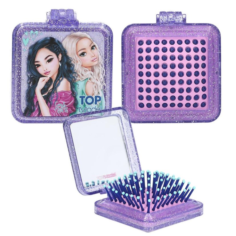 Folding hairbrush with mirror Top Model Beauty & Me