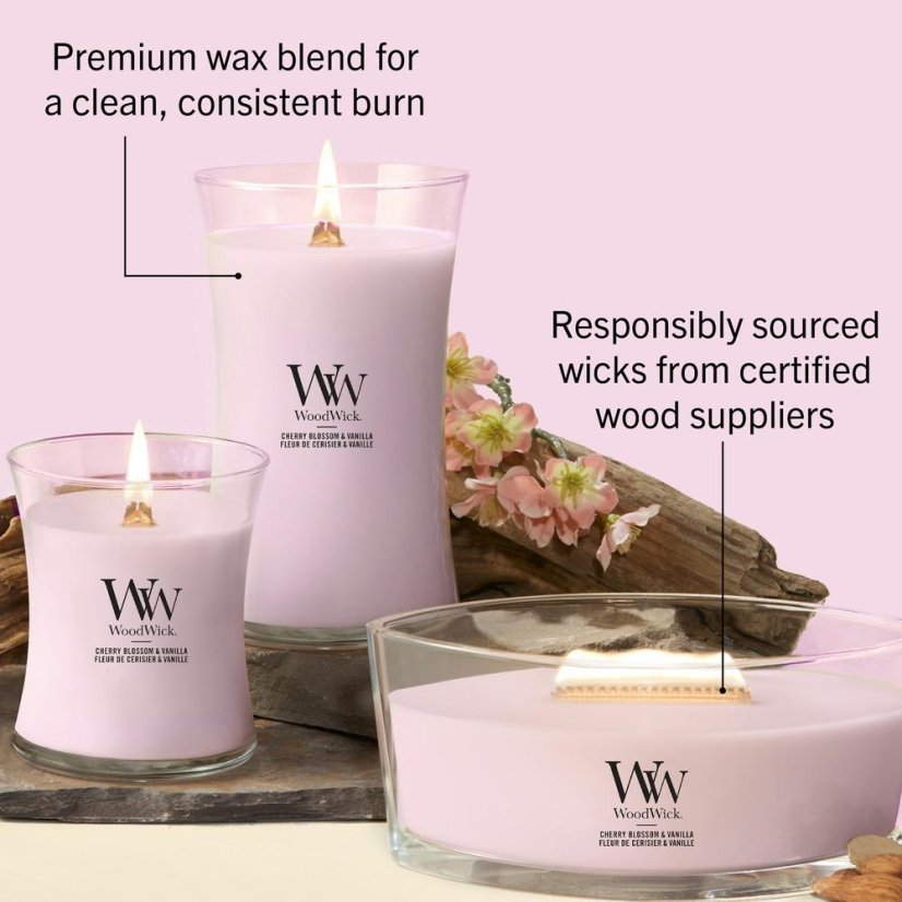WoodWick Medium Candle, Cherry Blossom & Vanilla