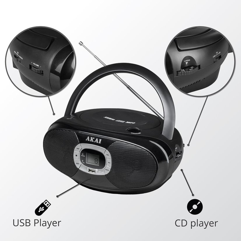AKAI BM004A-614 Black Portable CD Player