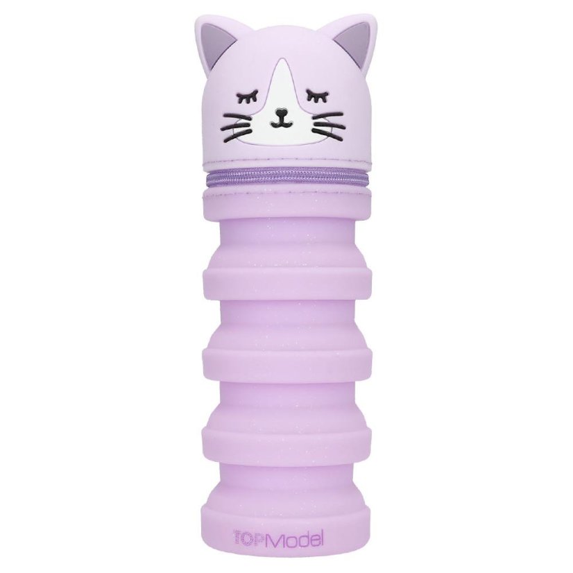 Top Model Silicone Pencil Case – Blooming Kitty Purple Kitten