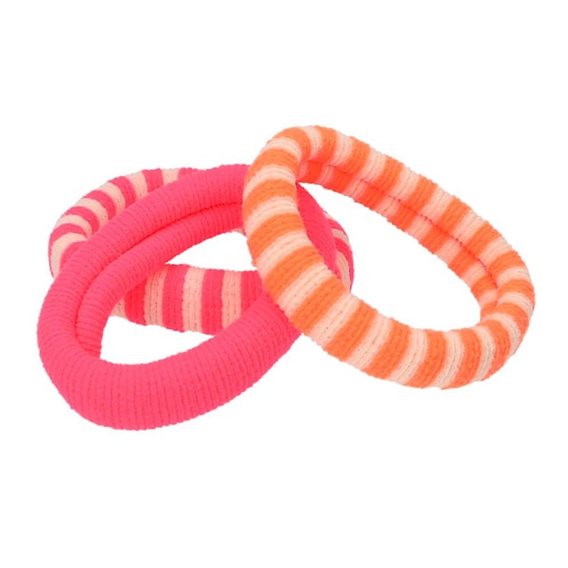 Set of three wide Top Model hair ties, neon pink shades