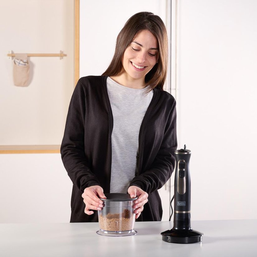 Tyčový mixér s příslušenstvím Black+Decker BXHBA800E černý-nerez