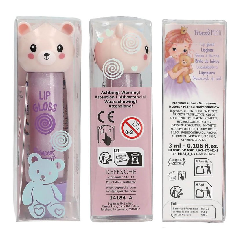 Princess Mimi Bear-Shaped Lip Gloss, Marshmallow