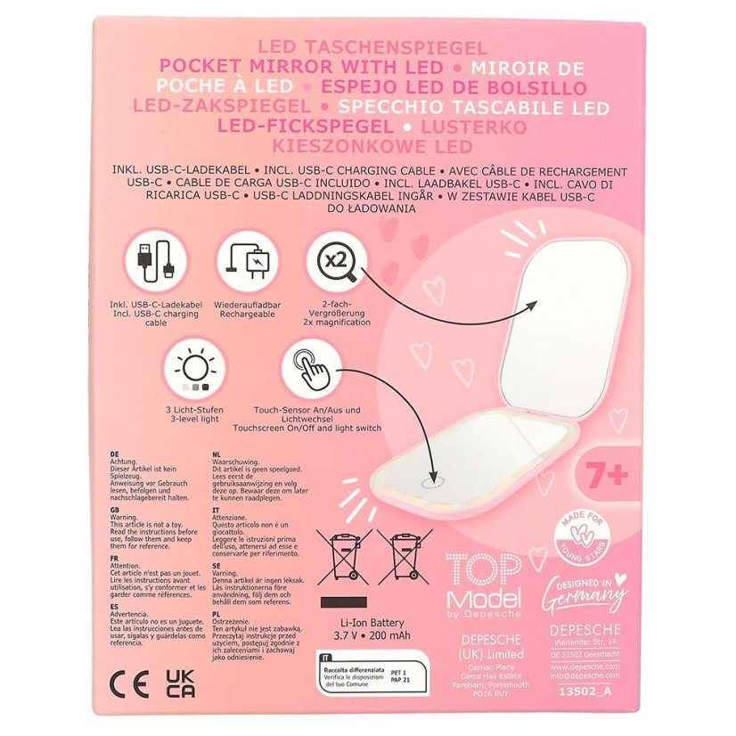 Pocket mirror with LED Top Model Beauty & Me