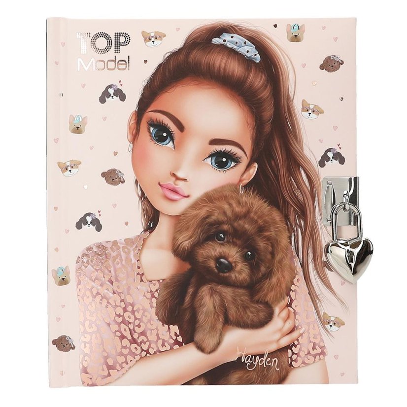 Top Model Kitty & Doggy lockable diary, Hayden and puppy
