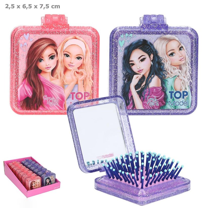Folding hairbrush with mirror Top Model Beauty & Me