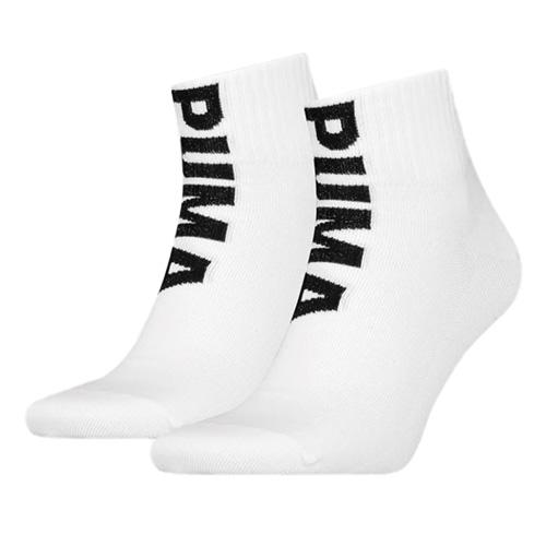 Men's Puma Logo Quarter Socks 2P - Color: White, Size: 43/46