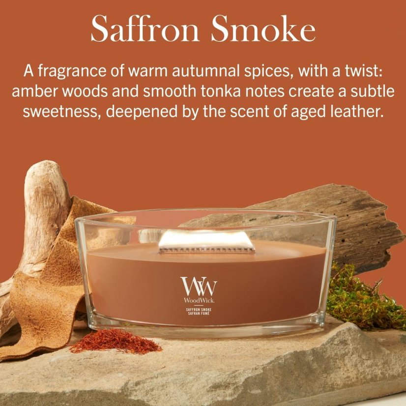WoodWick-Kerze im Schiffchen, Saffron Smoke