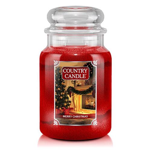 Świeca Country Candle duża, Merry Christmas