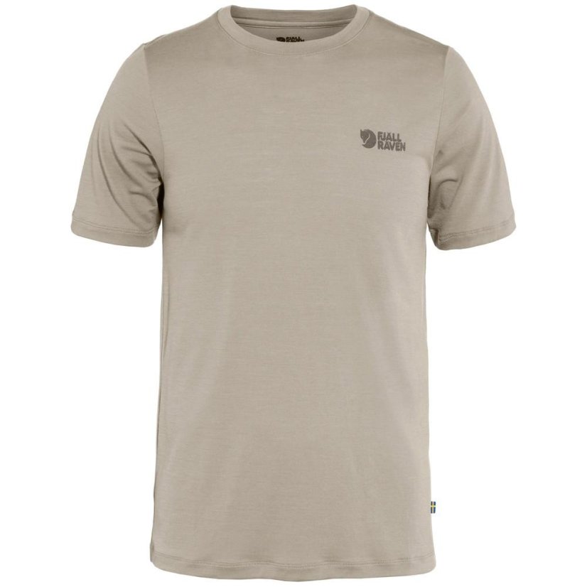 Pánské tričko Fjällräven Abisko Wool Logo SS M - Farba: Čierna, Veľkosť: M
