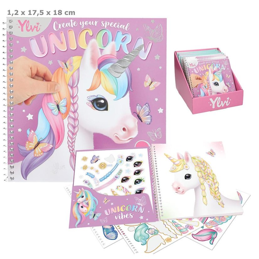 Kreatives Heft mit Aufklebern Einhorn Ylvi
