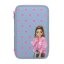 Three-tier pencil case with accessories and Top Model Talita badges