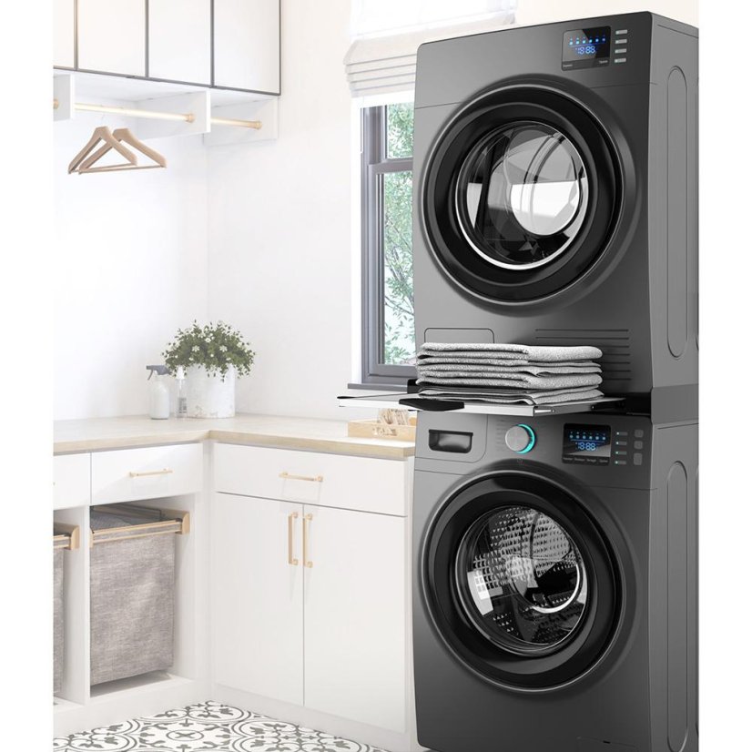 Universal adapter between the handle and the dryer with a wooden shelf Meliconi Torre DARK 656128 black