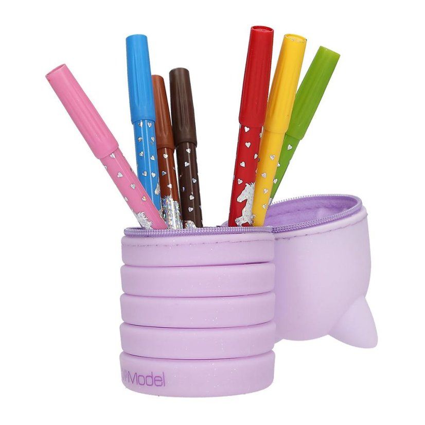 Top Model Silicone Pencil Case – Blooming Kitty Purple Kitten