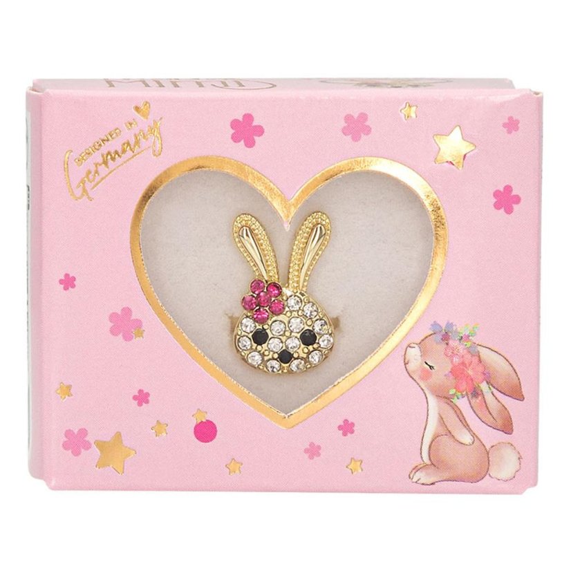 Princess Mimi Adjustable Ring with Rhinestones – Bunny with Sparkling Rhinestones