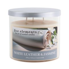 Svíčka Five Elements White Leather & Jasmine