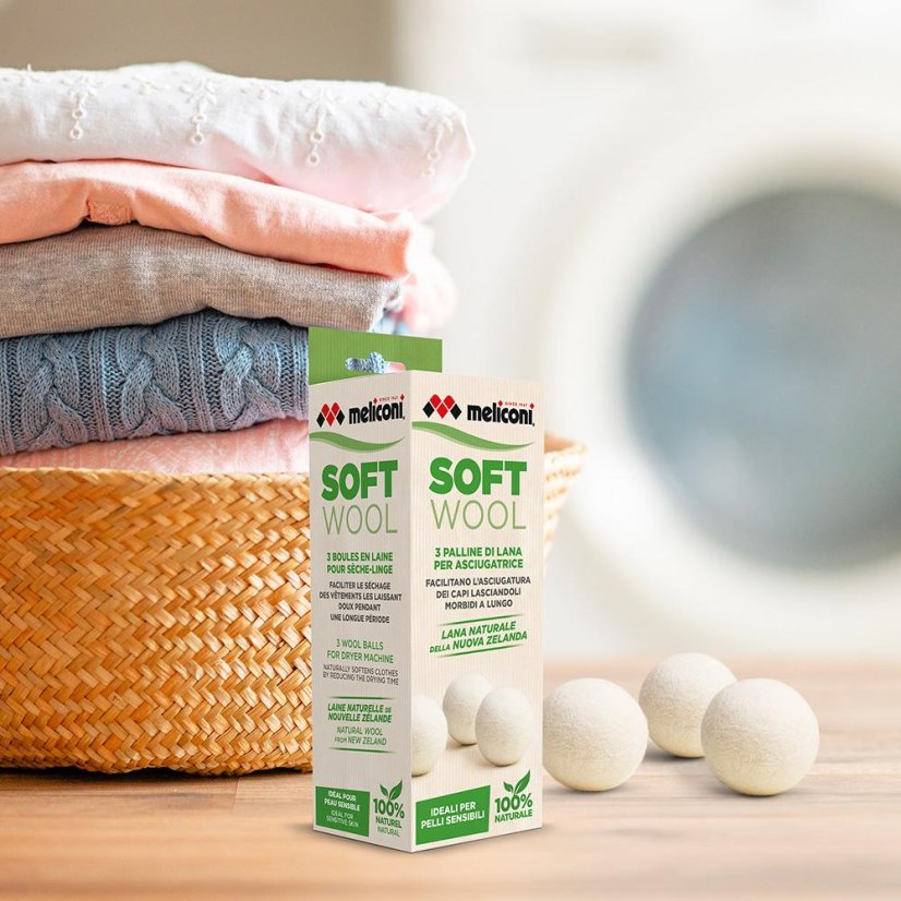 Wool balls for dryers, 3 pcs, antibacterial  Meliconi 621026