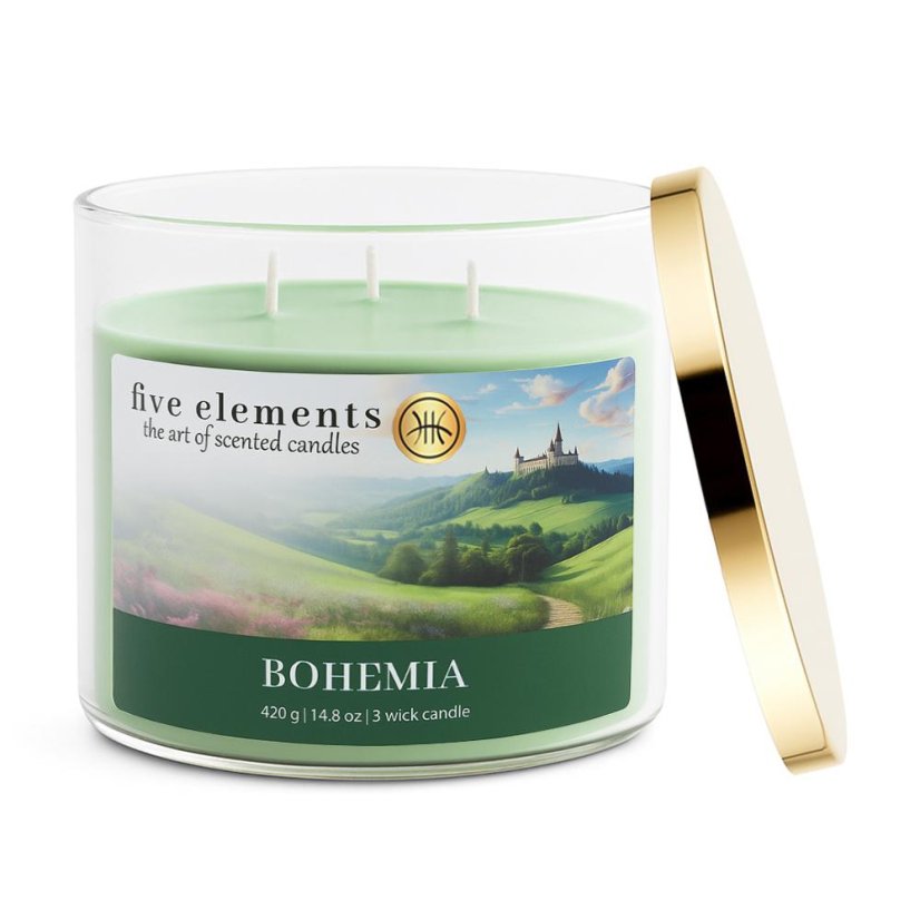 Świeca zapachowa Five Elements Bohemia, 420 g, 3 knoty