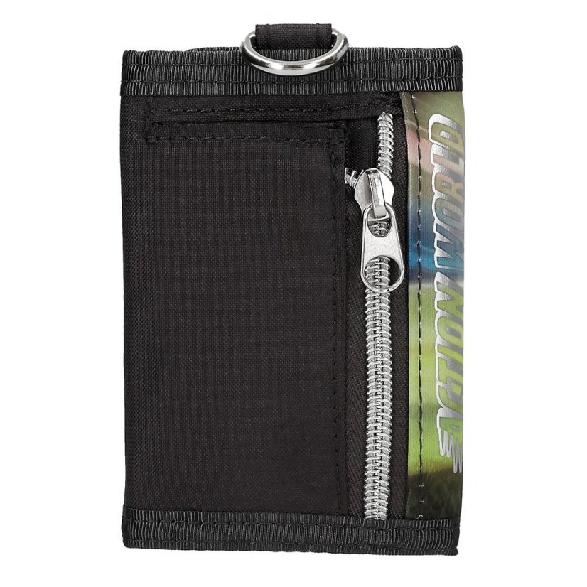 Action World fabric wallet with a neck strap, soccer theme