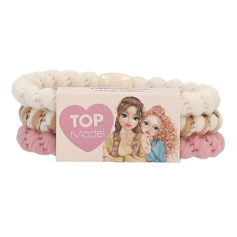 Set of 3 Top Model hair ties, pink and natural shades