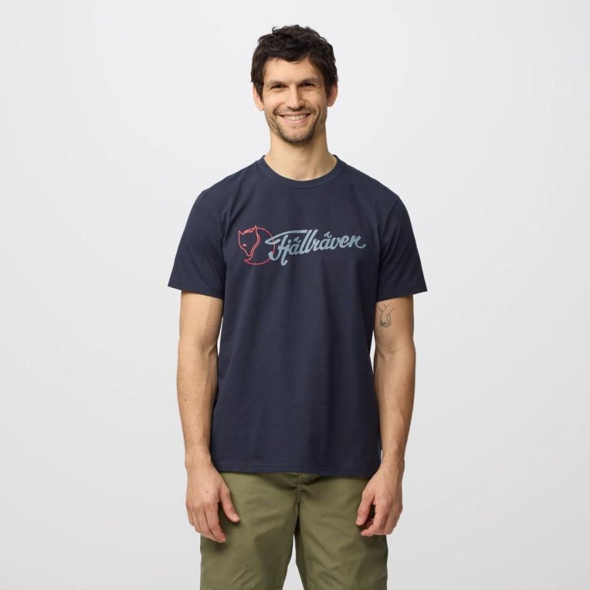 Pánské tričko Fjällräven Archive Logo T-Shirt M - Farba: Modrá, Veľkosť: XXL