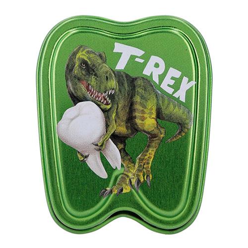 Blechdose für Milchzähne Dino World grün T-Rex