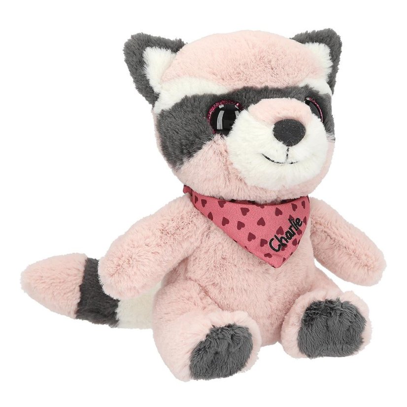 Snukis Charlie Raccoon Teddy Bear – Pink and Brown, 18 cm
